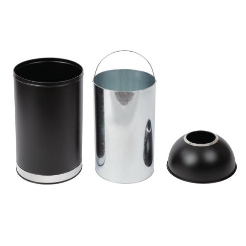 Bolero Bullet Bin Stainless Steel with Open Lid Black - 40Ltr