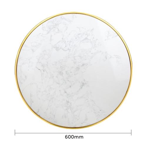 Bolero Table Round White Marble with St/St Rim - 600mm