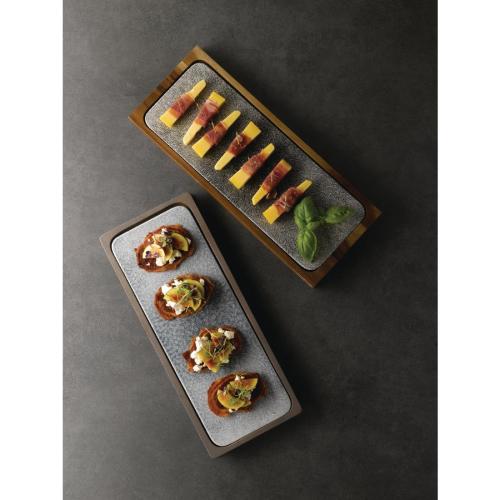 Raku Quartz Black Rectangular Tile - 37.6x14cm 14 3/4x5 1/2" (Box 4) (Direct)