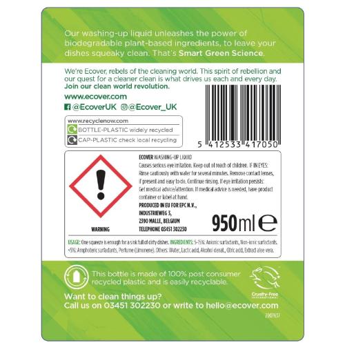 Ecover Lemon & Aloe Vera Washing Up Liquid - 950ml