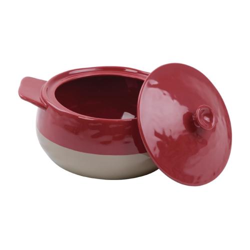 Olympia Cookware Round Eared 2-tone Baker 290x240x190mm 1.8Ltr 64oz Red/Grey