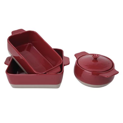 Olympia Cookware Round Eared 2-tone Baker 290x240x190mm 1.8Ltr 64oz Red/Grey