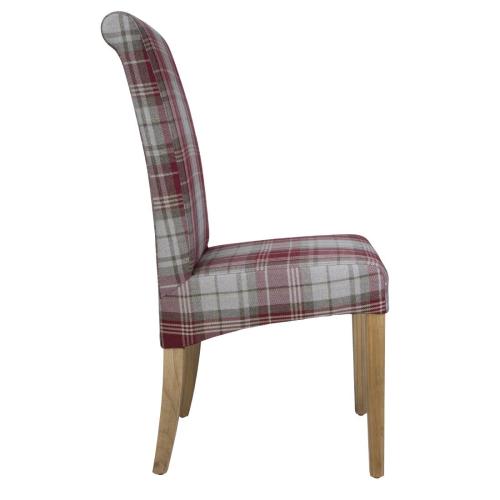 Bolero Austin Dining Chair Wine Tartan (Pack 2)