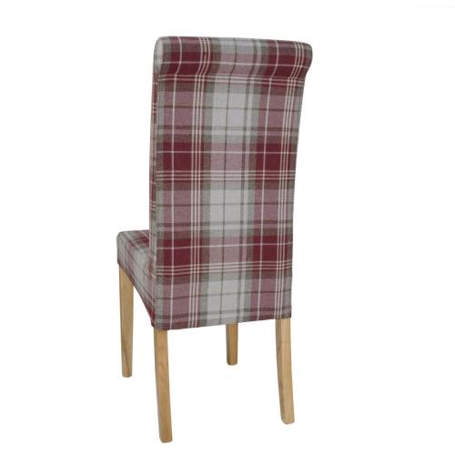 Bolero Austin Dining Chair Wine Tartan (Pack 2)