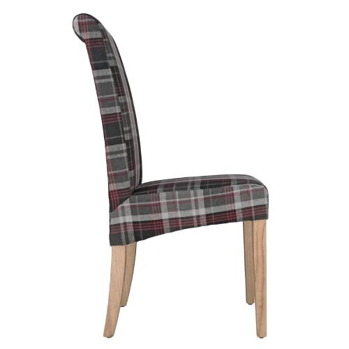 Bolero Austin Dining Chair Grey Tartan (Pack 2)