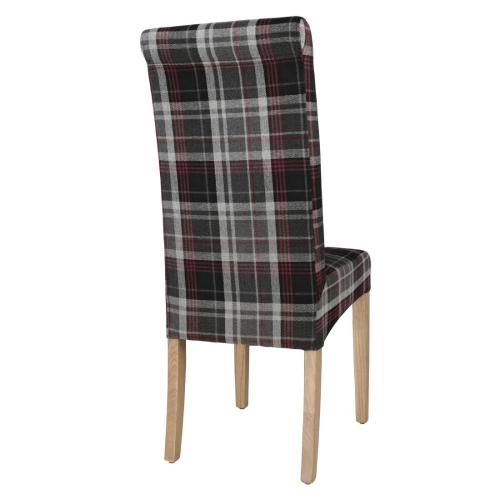 Bolero Austin Dining Chair Grey Tartan (Pack 2)