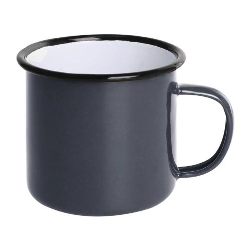 Olympia Enamel Grey/Black Mug - 350ml 11 4/5fl oz (Box 6)