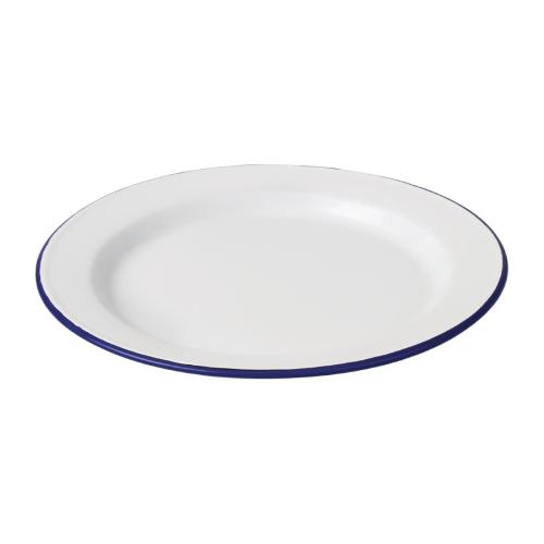 Olympia Enamel White/Blue Dinner Plate - 300mm 12" (Box 6)