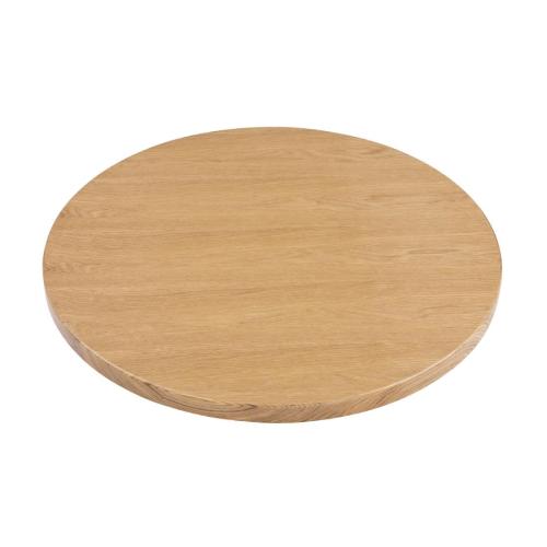 Bolero Pre-Drilled Round Table Top Natural Ash Veneer - 600mm