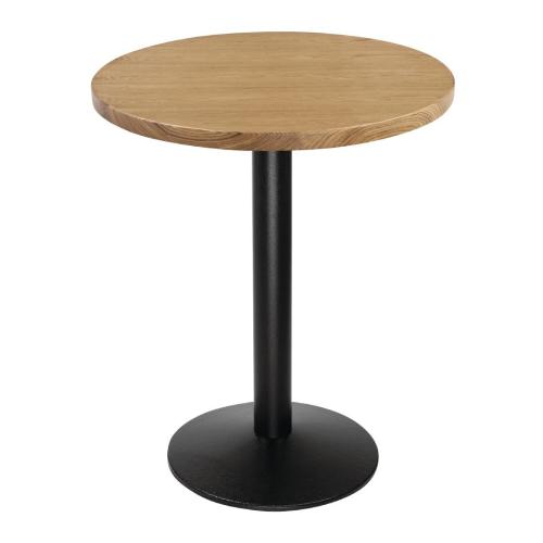 Bolero Pre-Drilled Round Table Top Natural Ash Veneer - 600mm