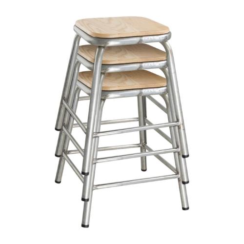 Bolero Cantina Low Stool Galvanised (Box 4)