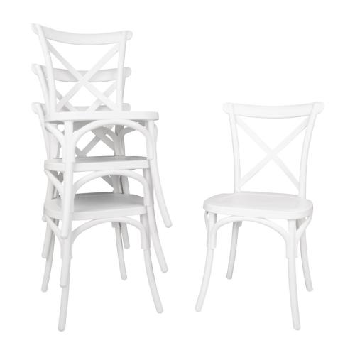 Bolero PP Crossback Side Chair White (Pack 4)