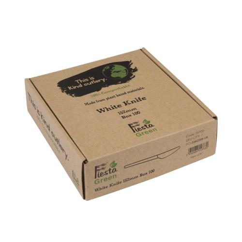 Fiesta Green Knife CPLA White - 152mm (Pack 100)