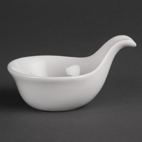 Olympia Whiteware Miniature Spoon Shape Dipping Bowl - 83x62mm 3.3x2.4" (Box 12)