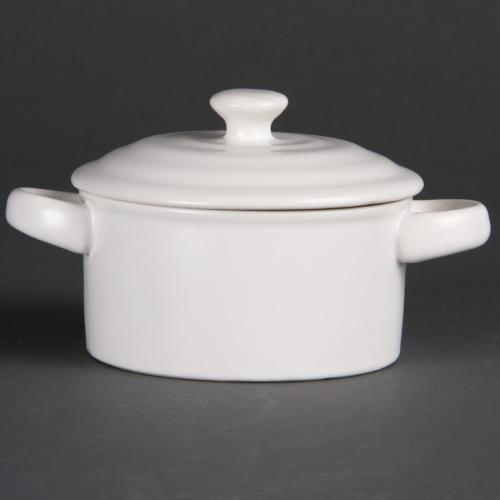 Olympia Tapas Mini Round Pot Matt White - 75x100mm 227ml 8oz (Box 4)