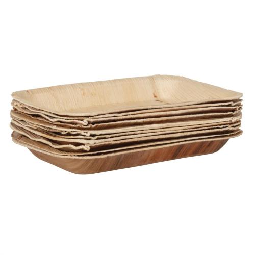 Fiesta Compostable Palm Leaf Plates Rectangular - 250x160mm (Pack 100)