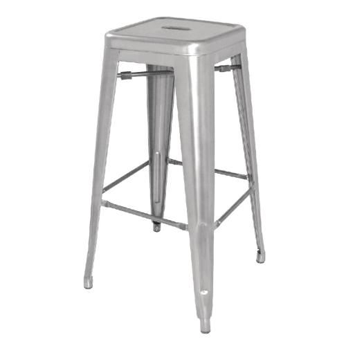 Bolero Bistro Steel?High Stool Galvanised (Pack 4)
