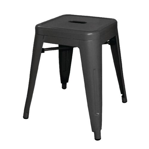 Bolero Bistro Steel?Low Stool Black (Pack 4)