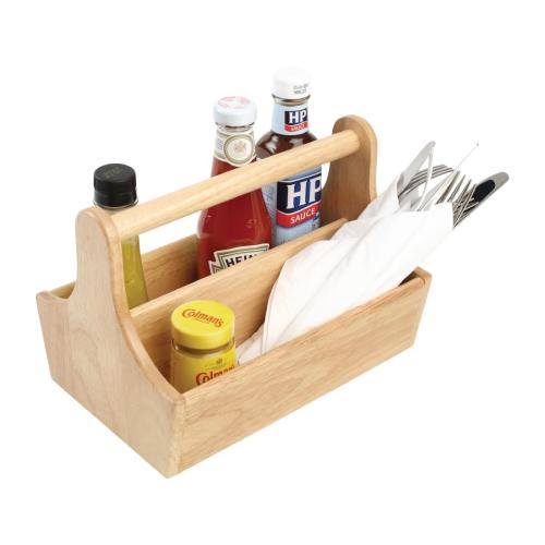 Condiment Basket with handle Hevea Wood - 250x180mm