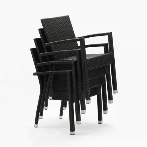Bolero Wicker Arm Chair Charcoal (Pack 4)