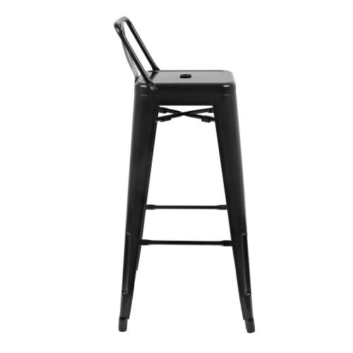 Bolero Bistro Steel High Stool with Backrest Black (Pack 4)