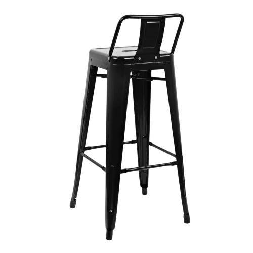 Bolero Bistro Steel High Stool with Backrest Black (Pack 4)