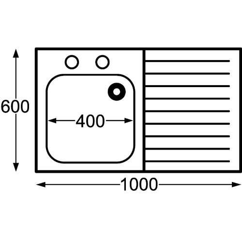 Sissons Sink L/H Bwl taps R/H Drainer Mini Range F/Asmb St/St 1000x600mm(Direct)