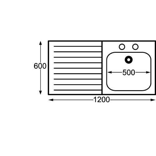 Sissons St/St Sink 1200mm R/H Bowl & taps L/H Drainer Mini Range F/Asmb(Direct)