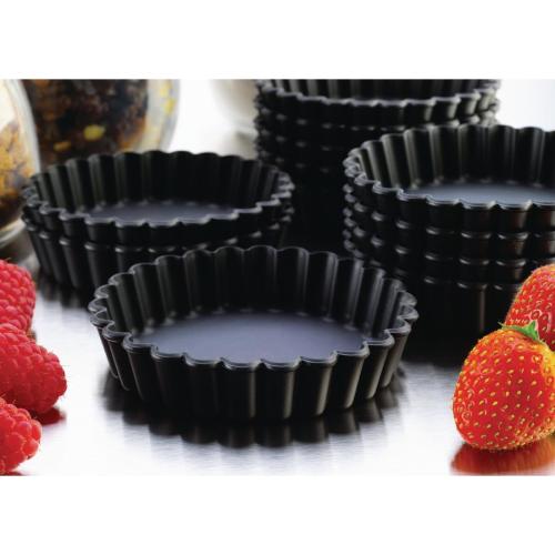 MatferBourgeat Exoglass Round Fluted Tartlet Mould - 100mm 4" (Pack 12)