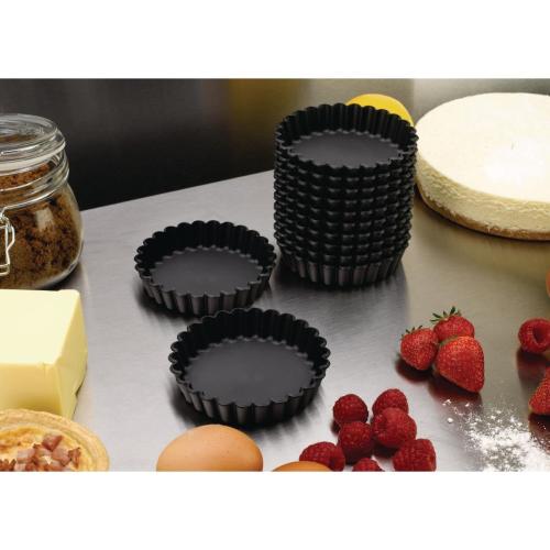 MatferBourgeat Exoglass Round Fluted Tartlet Mould - 100mm 4" (Pack 12)