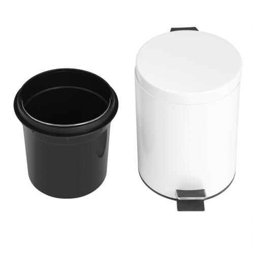 Bolero Round Stainless Steel Pedal Bin White - 5ltr