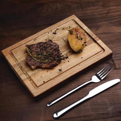 Olympia Acacia Steak Board Small - 260x190mm 10 1/5x 7 1/2"  FSC 100%