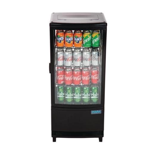 Polar C-Series Curved Door Display Fridge Black - 86Ltr