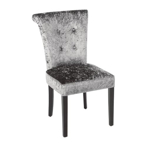 Bolero Crushed Velvet Dining Chair Olive Grey (Pack 2)