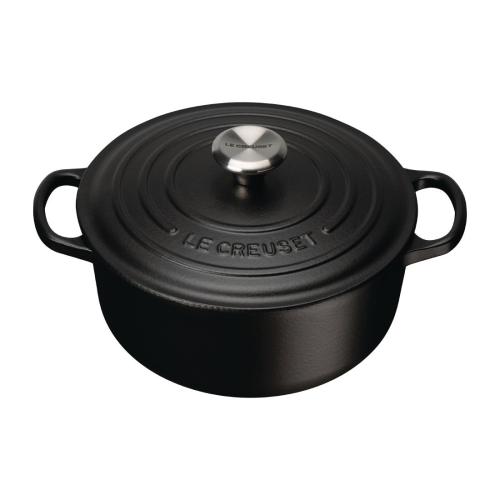 Le Creuset Cast Iron Round Casserole Satin Black - 20cm 2.4Ltr