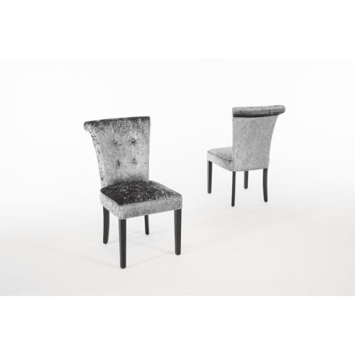 Bolero Crushed Velvet Dining Chair Olive Grey (Pack 2)