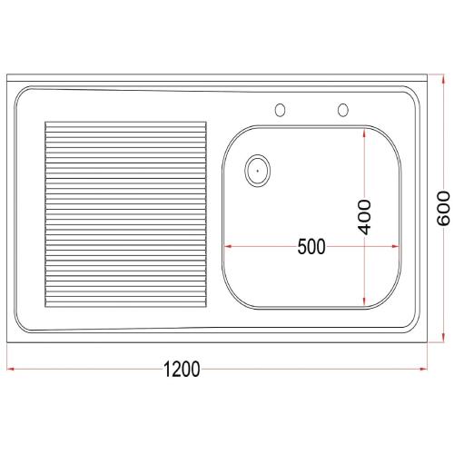 Vogue Sink Single R/H Bowl Single L/H Drainer Welded - 1200x900x600mm (Direct)