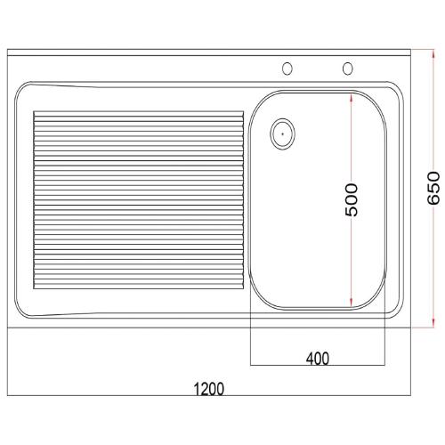 Vogue Sink Single R/H Bowl Single L/H Drainer Welded - 1200x900x650mm (Direct)