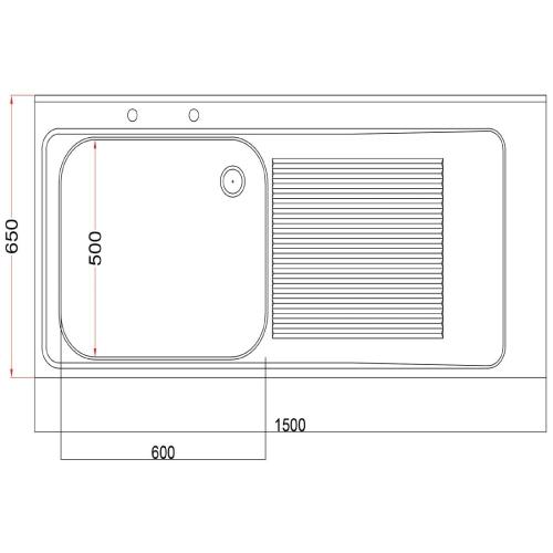 Vogue Sink Single L/H Bowl Single R/H Drainer Welded - 1500x900x650mm (Direct)