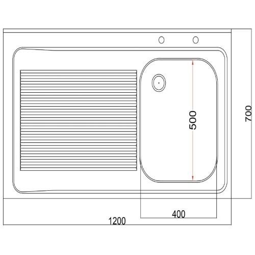 Vogue Sink Single R/H Bowl Single L/H Drainer Welded - 1200x900x700mm (Direct)