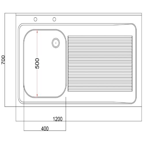 Vogue Sink Single L/H Bowl Single R/H Drainer Welded - 1200x900x700mm (Direct)