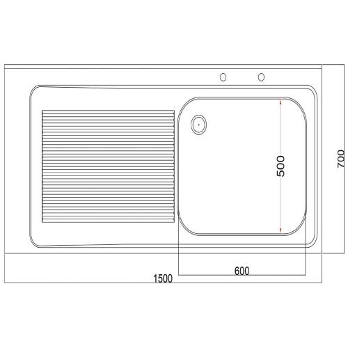 Vogue Sink Single R/H Bowl Single L/H Drainer Welded - 1500x900x700mm (Direct)