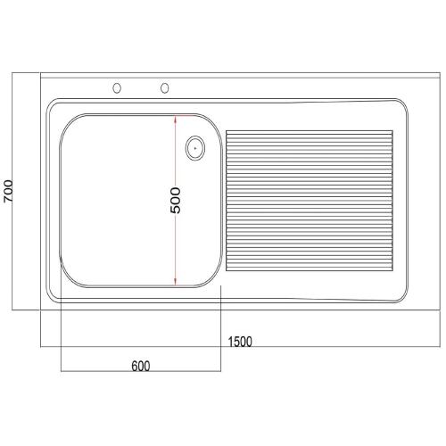 Vogue Sink Single L/H Bowl Single R/H Drainer Welded - 1500x900x700mm (Direct)