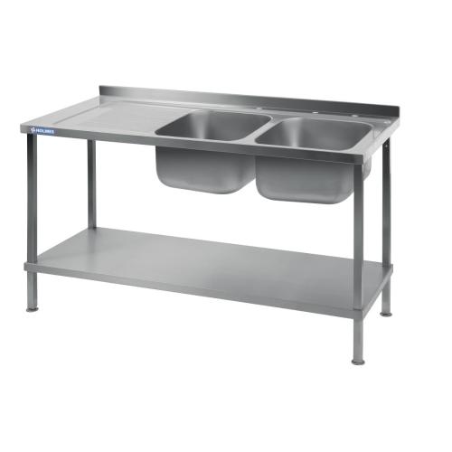 Vogue Sink Double Bowl Single L/H Drainer Welded - 1500x900x600mm (Direct)