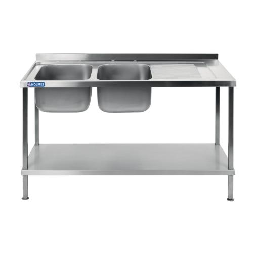 Vogue Sink Double Bowl Single R/H Drainer Welded - 1500x900x600mm (Direct)