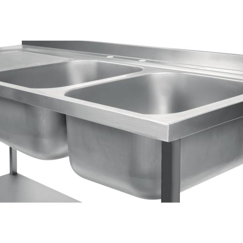 Vogue Sink Double Bowl Single L/H Drainer Welded - 1800x900x650mm (Direct)