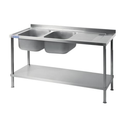 Vogue Sink Double Bowl Single R/H Drainer Welded - 1800x900x650mm (Direct)