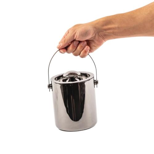 Olympia Barware Gunmetal Ice Bucket Double Wall with Lid - 1Ltr 33.8fl oz