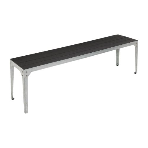 Bolero Steel & Faux Wood Bench - 1250x370mm Charcoal (Pack 2)