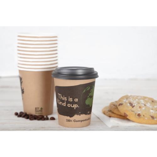 Fiesta Compostable Lid for Hot Cups- Black 8oz (Sleeve 50)